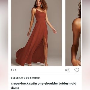 CELEBRATE DB STUDIO- David’s bridal crepe-back satin one-shoulder bridesmaid